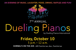 Dueling Pianos tickets for 10/10/2025 at Korneli's on the Ave, Fond du Lac, WI.