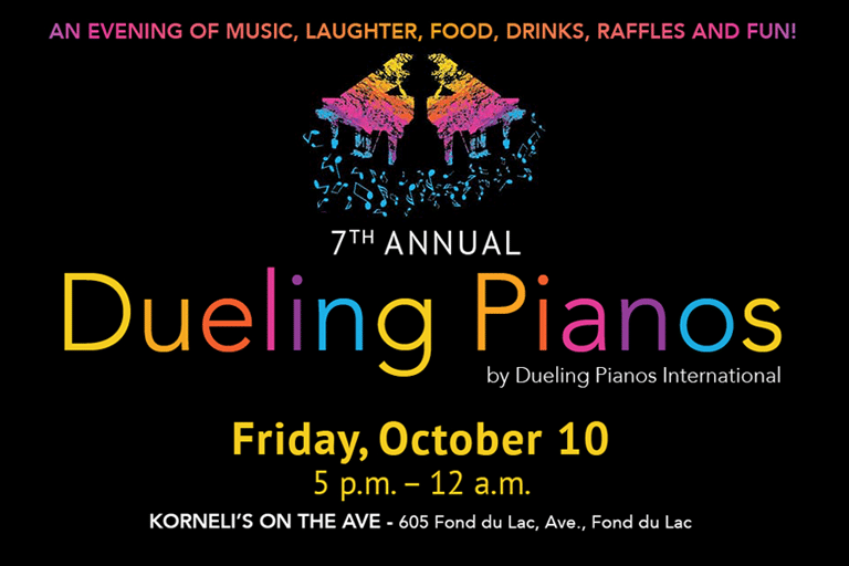 Dueling Pianos tickets for 10/10/2025 at Korneli's on the Ave, Fond du Lac, WI.