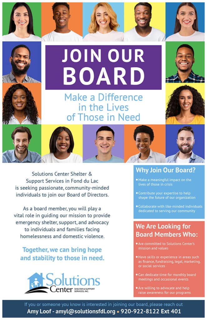 Solutions Center board of directors poster.