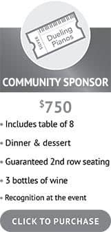 Dueling pianos ticket: Table (Community Sponsor).